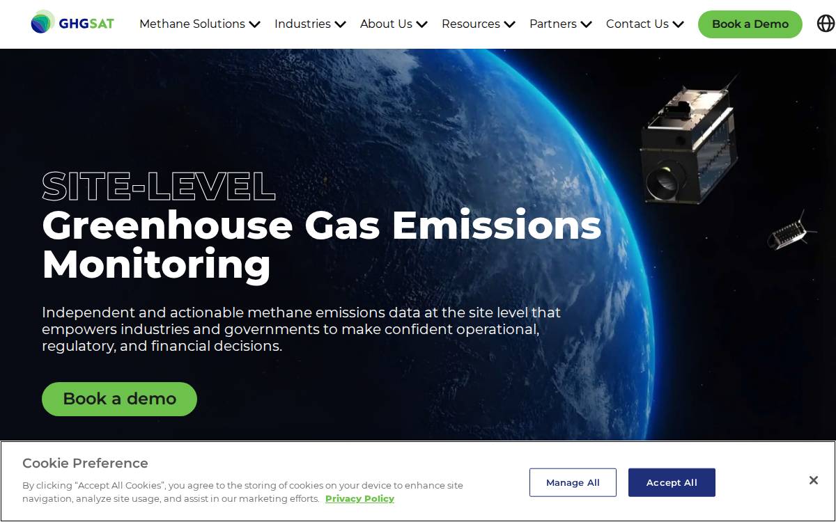 GHG Sat website preview