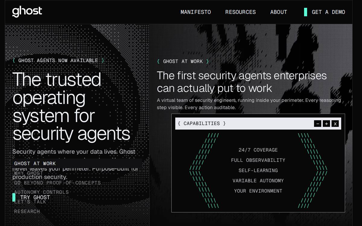 Ghost security Application Security Reimagined website preview