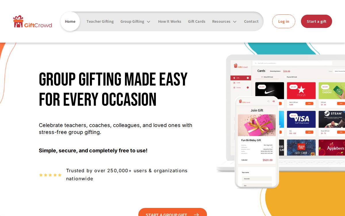 GiftCrowd website preview