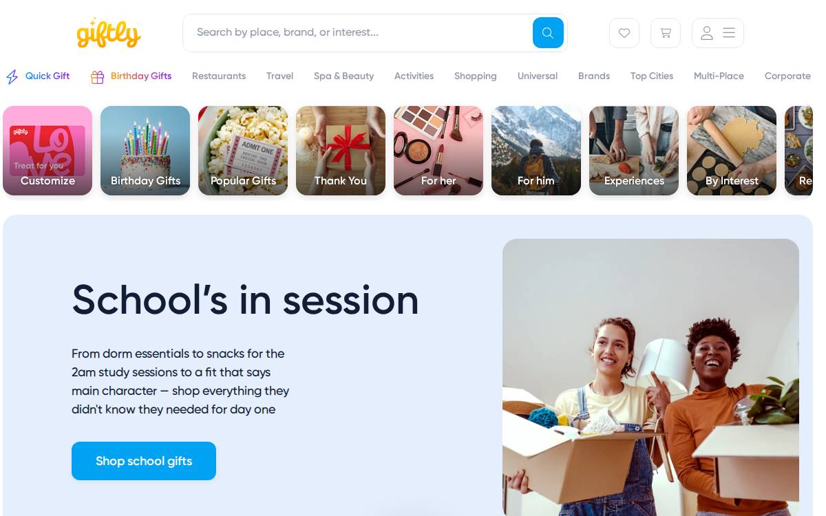 Giftly website preview