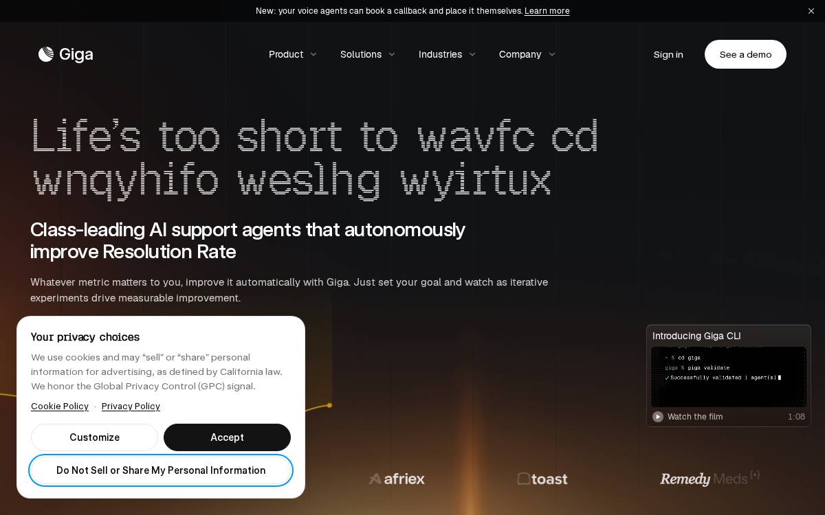 Giga website preview