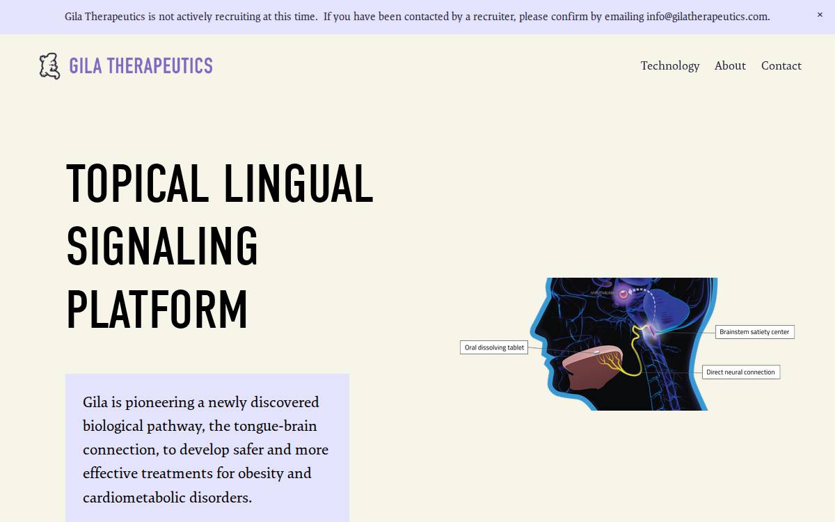 Gila Therapeutics, Inc. website preview
