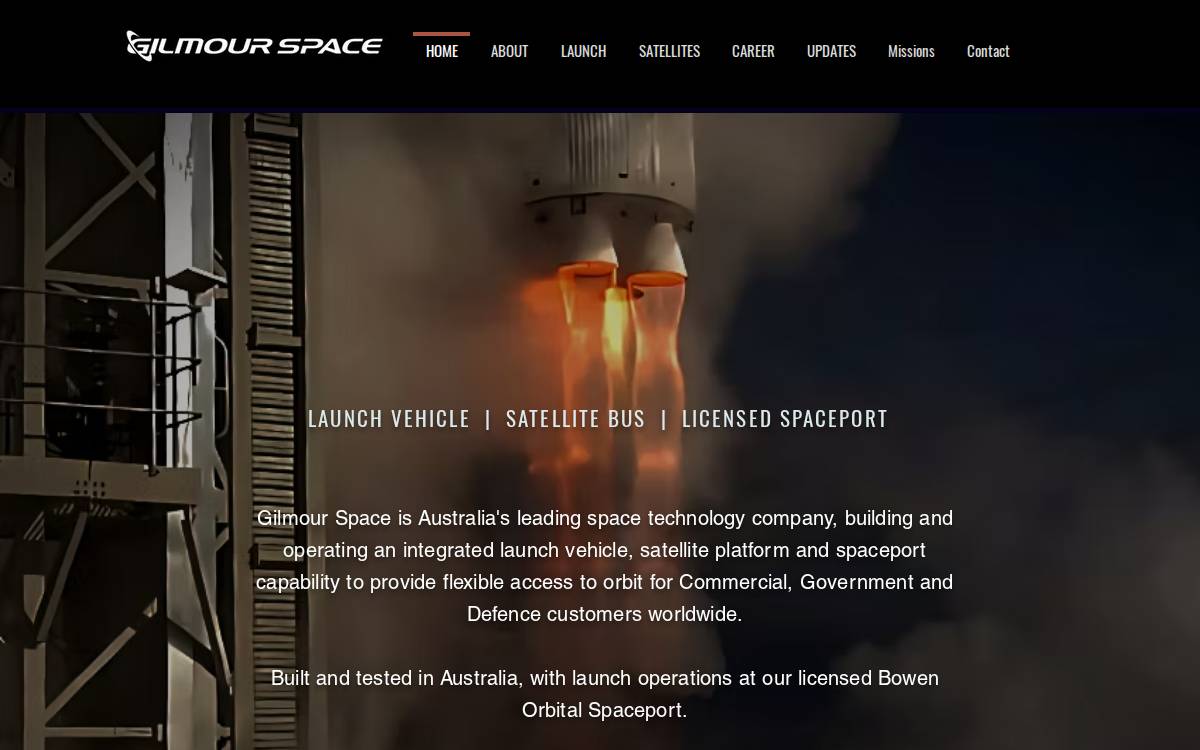 Gilmour Space Technologies website preview