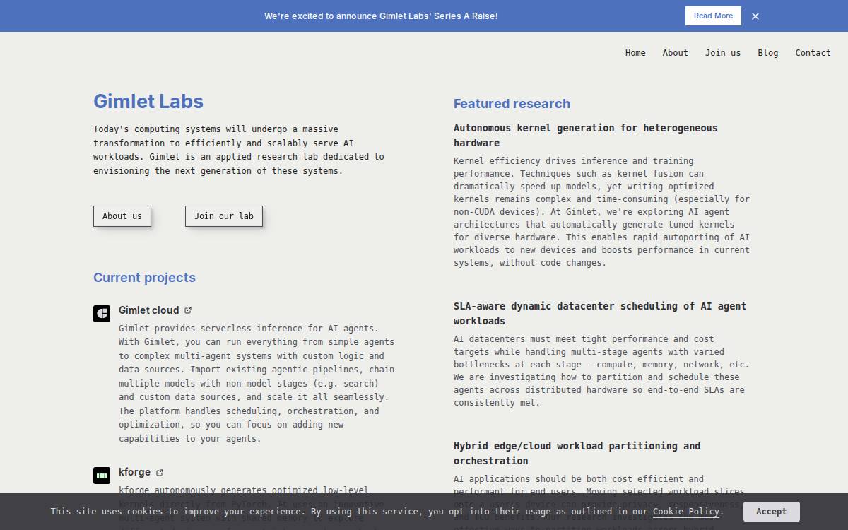 Gimlet Labs website preview