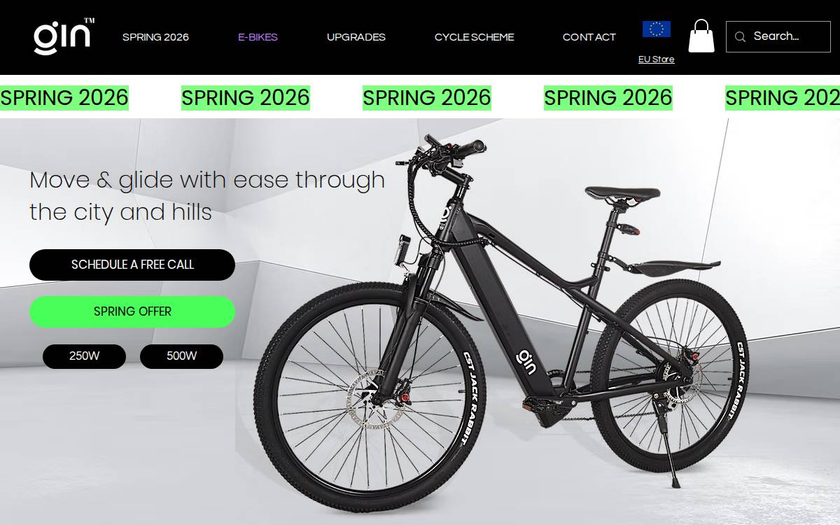 Ginebikes website preview
