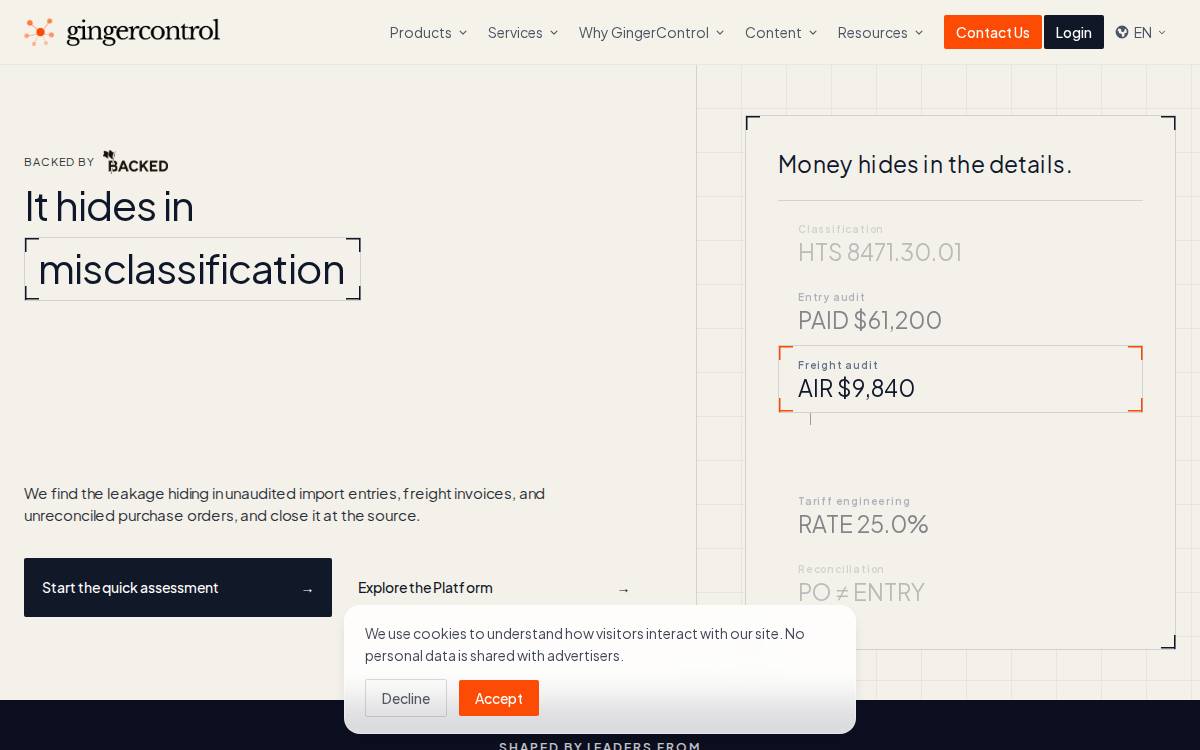 GingerControl website preview