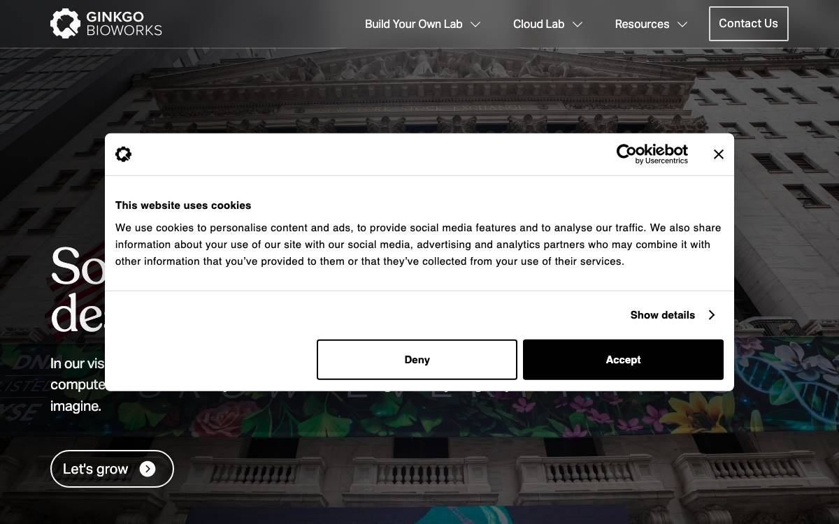 Ginkgo Bioworks website preview