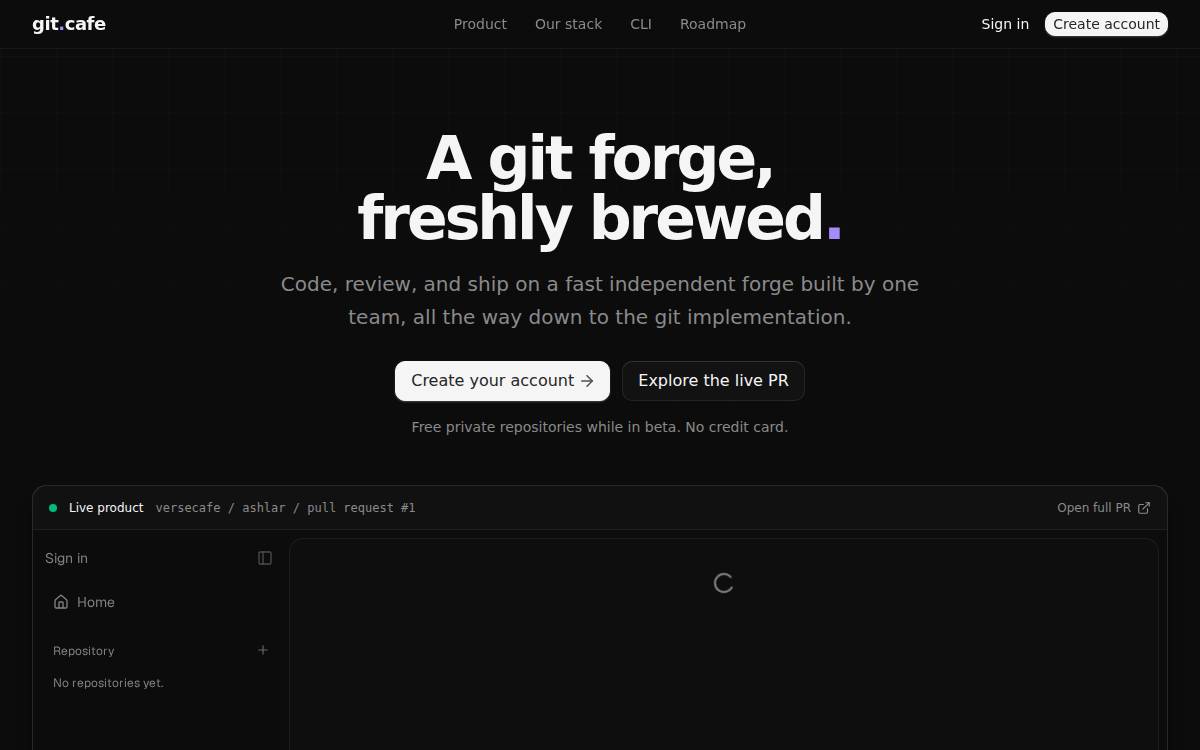 GitCafe website preview