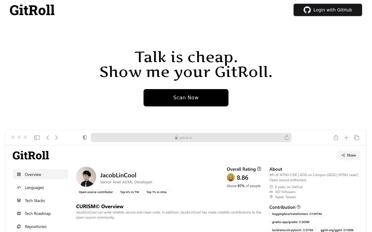 GitRoll website preview