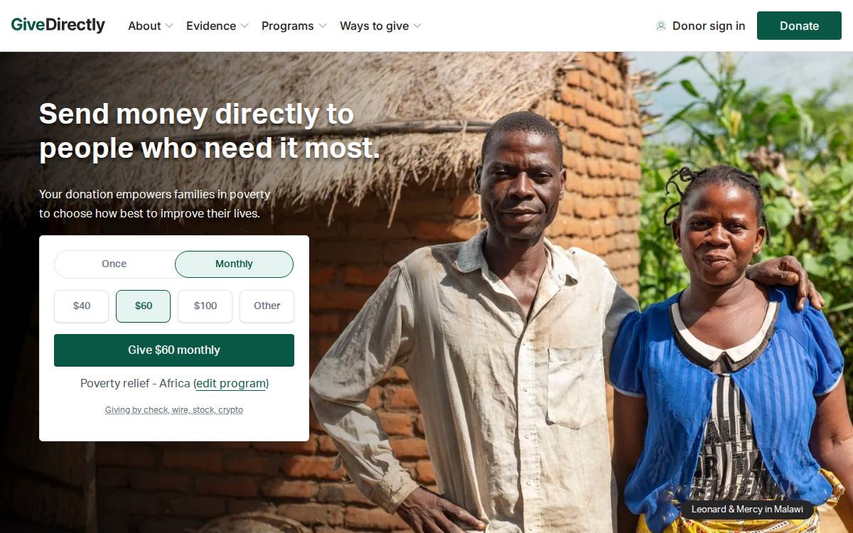 Give Directly website preview