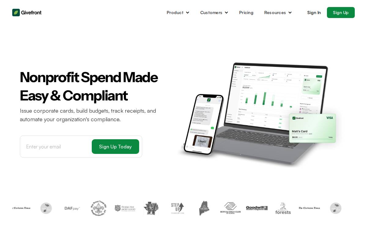 Givefront website preview