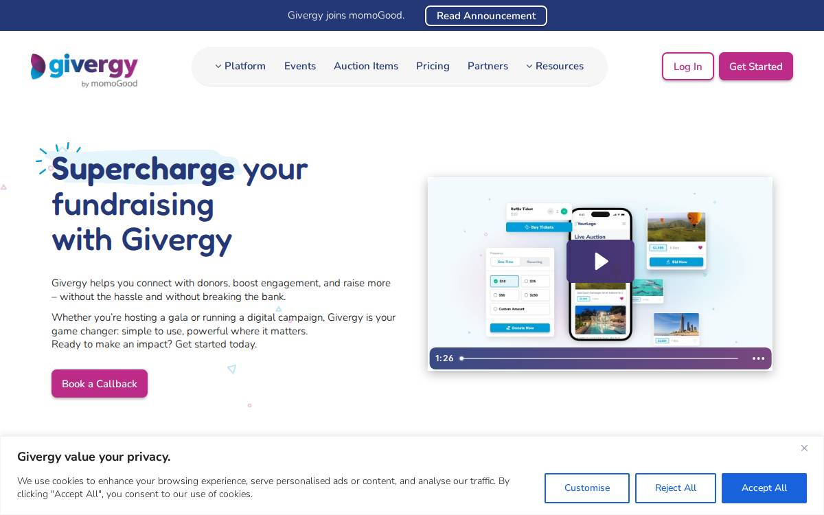 Givergy website preview