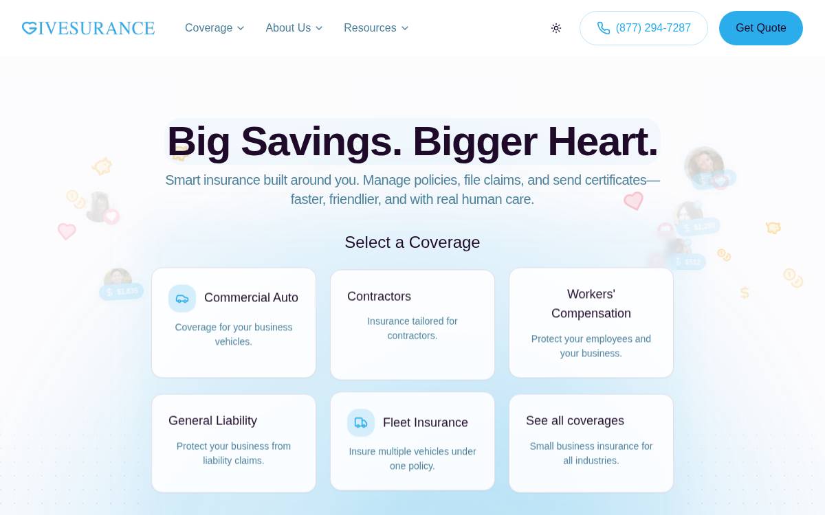 Givesurance website preview