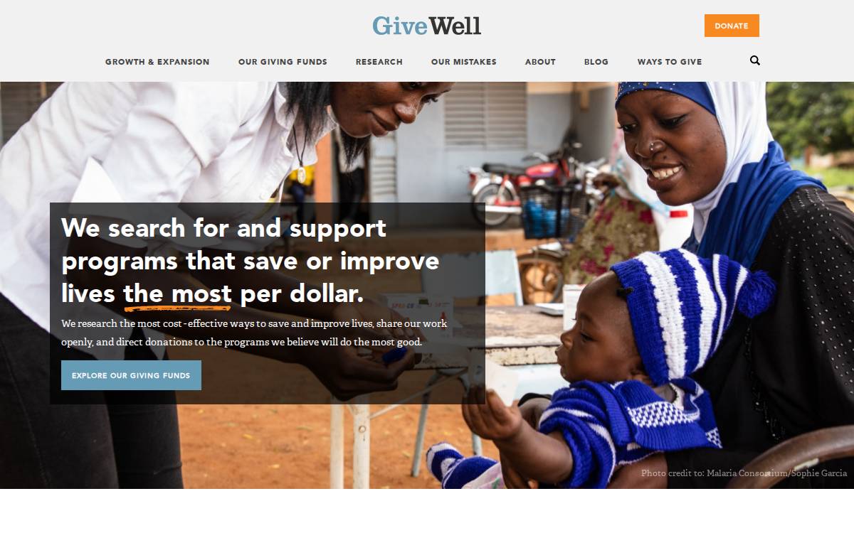 Givewell website preview
