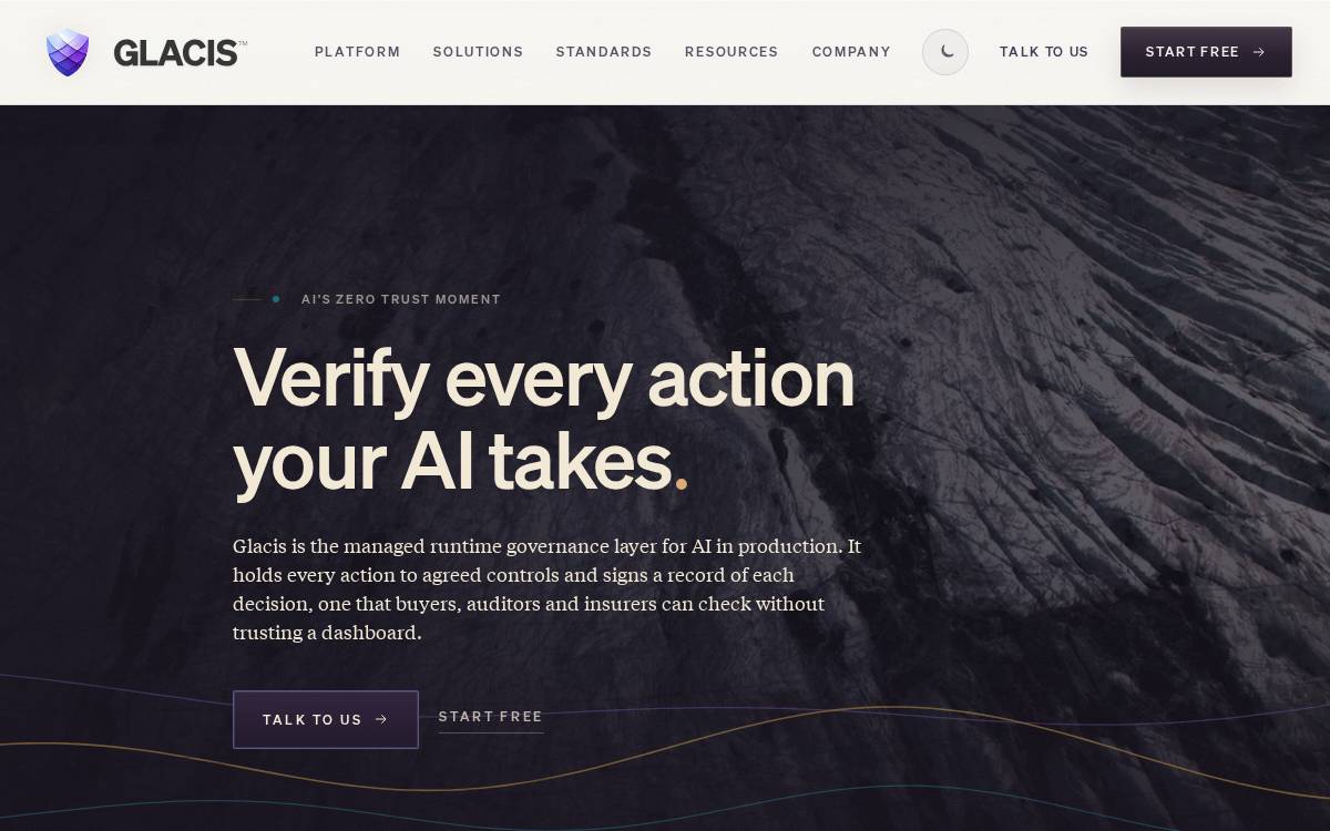 Glacis website preview