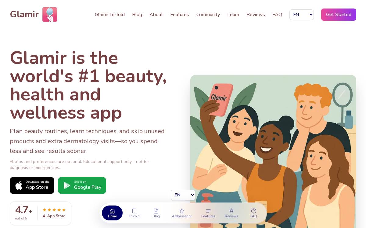 Glamir AI website preview