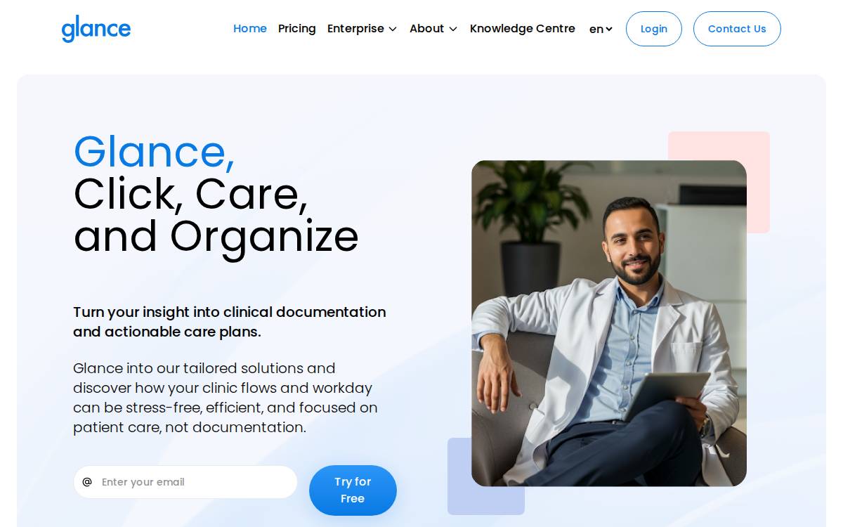 Glance Care website preview