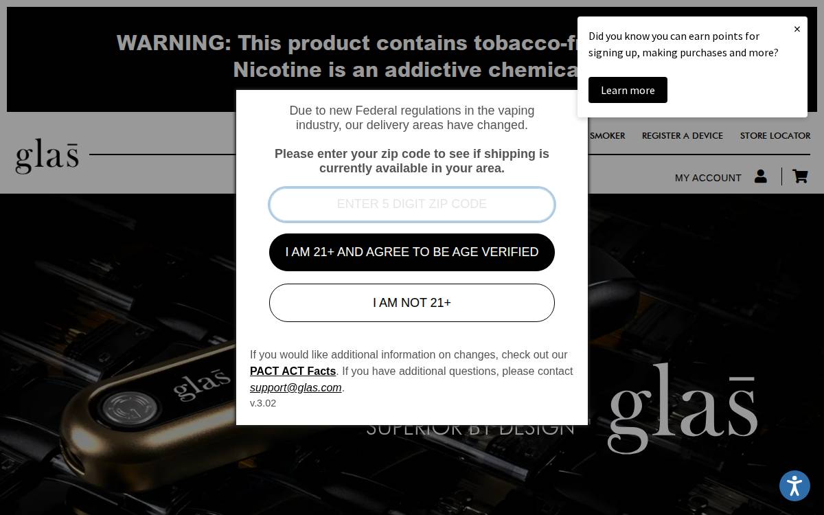 Glas website preview