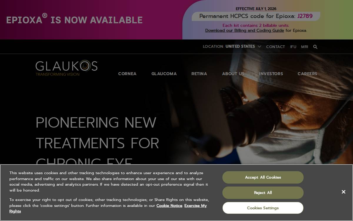 Glaukos website preview