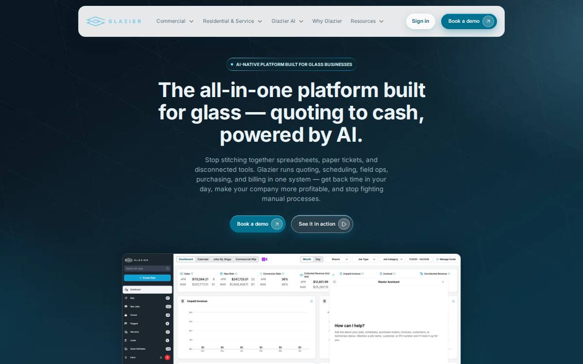 Glazier website preview