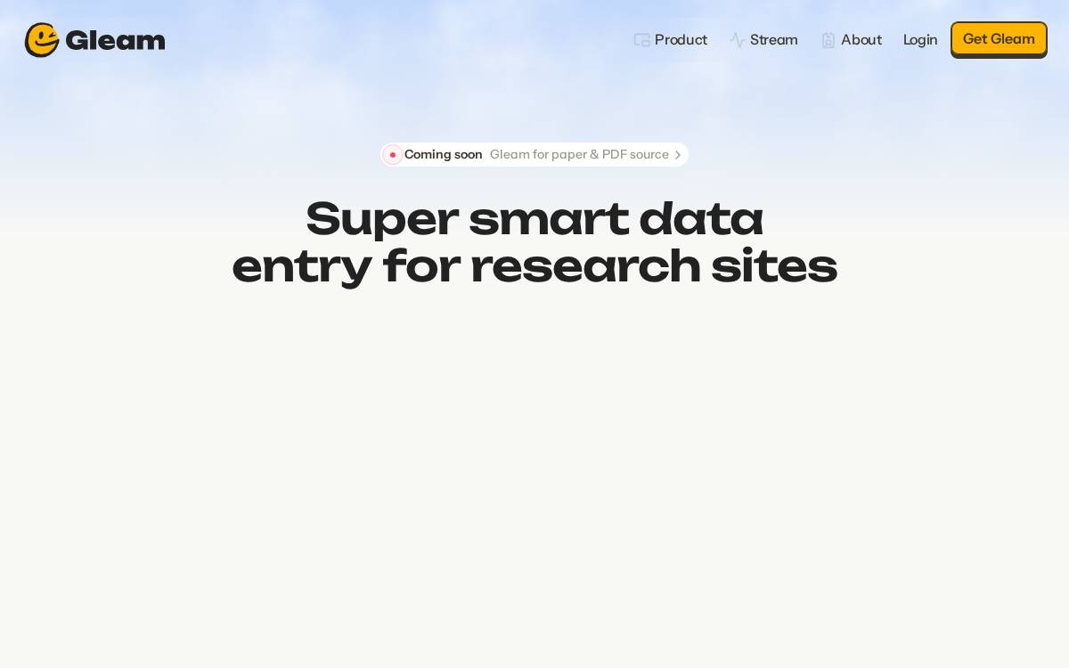 Gleam website preview