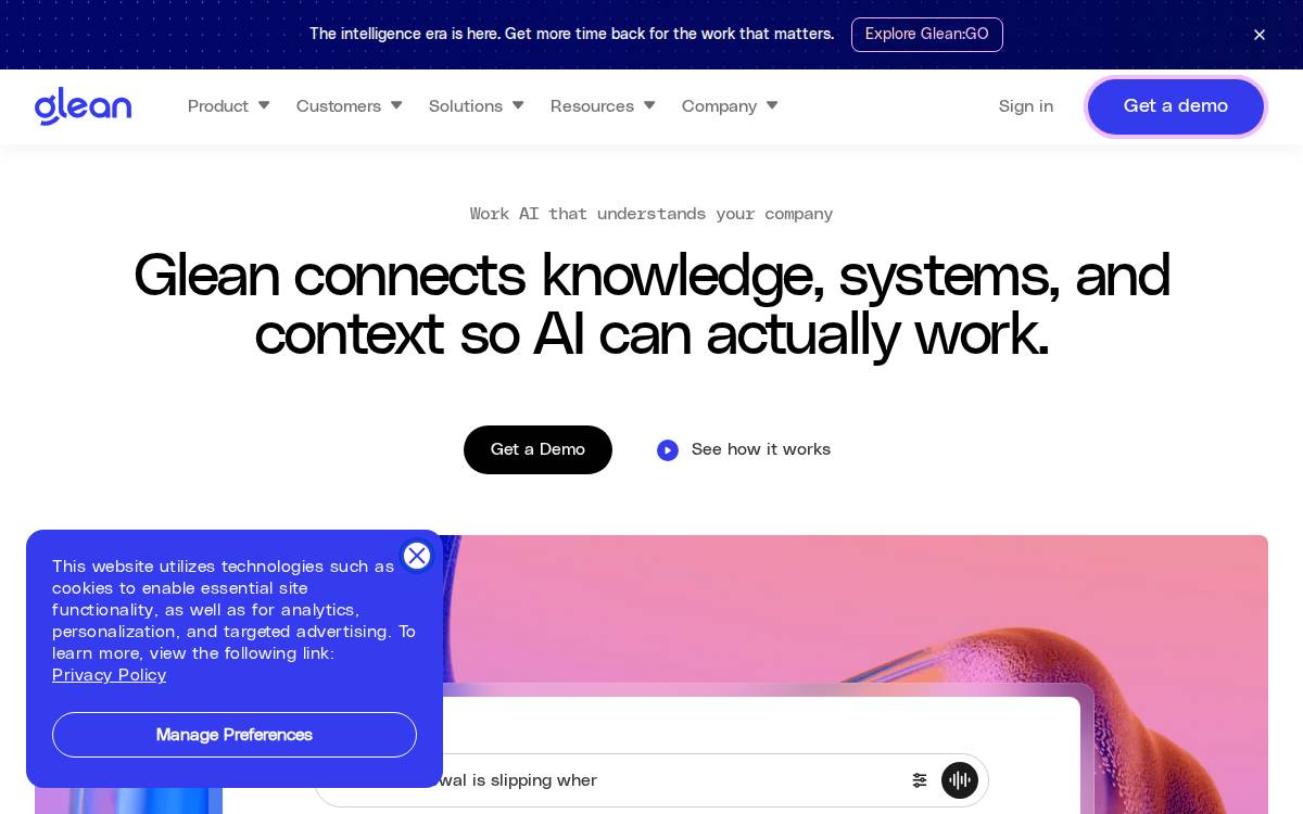 Glean website preview