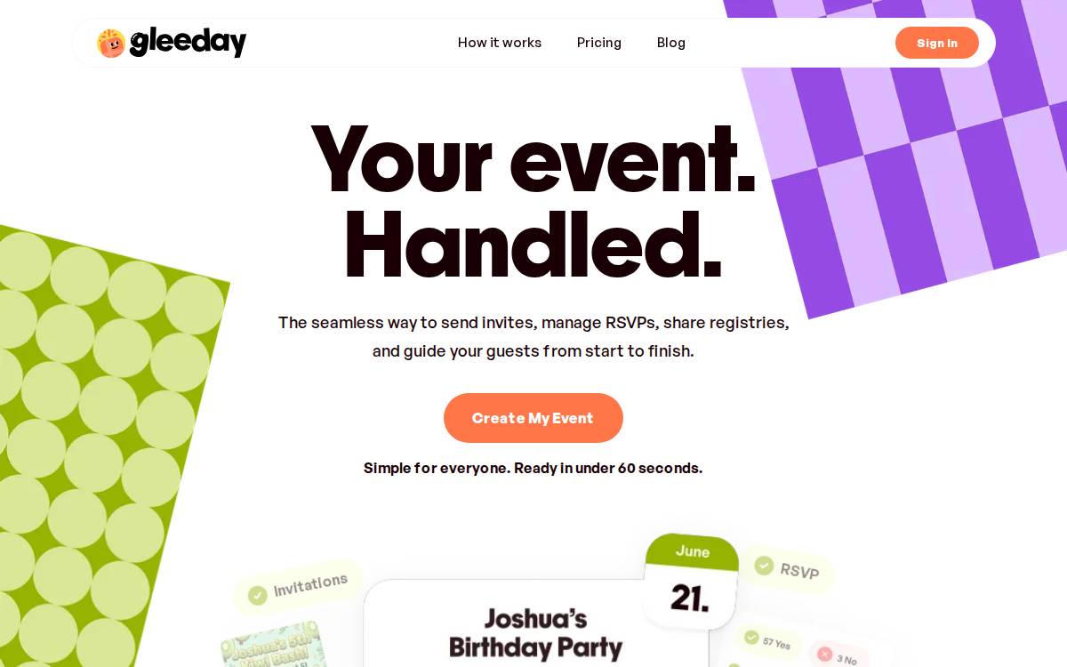 Gleeday website preview