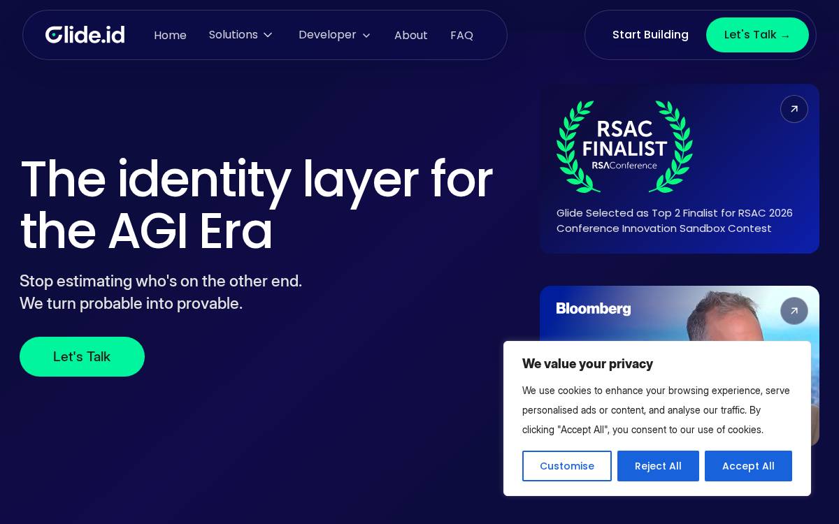Glide Identity website preview