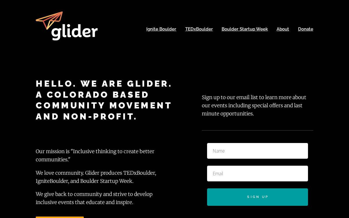 Glider website preview