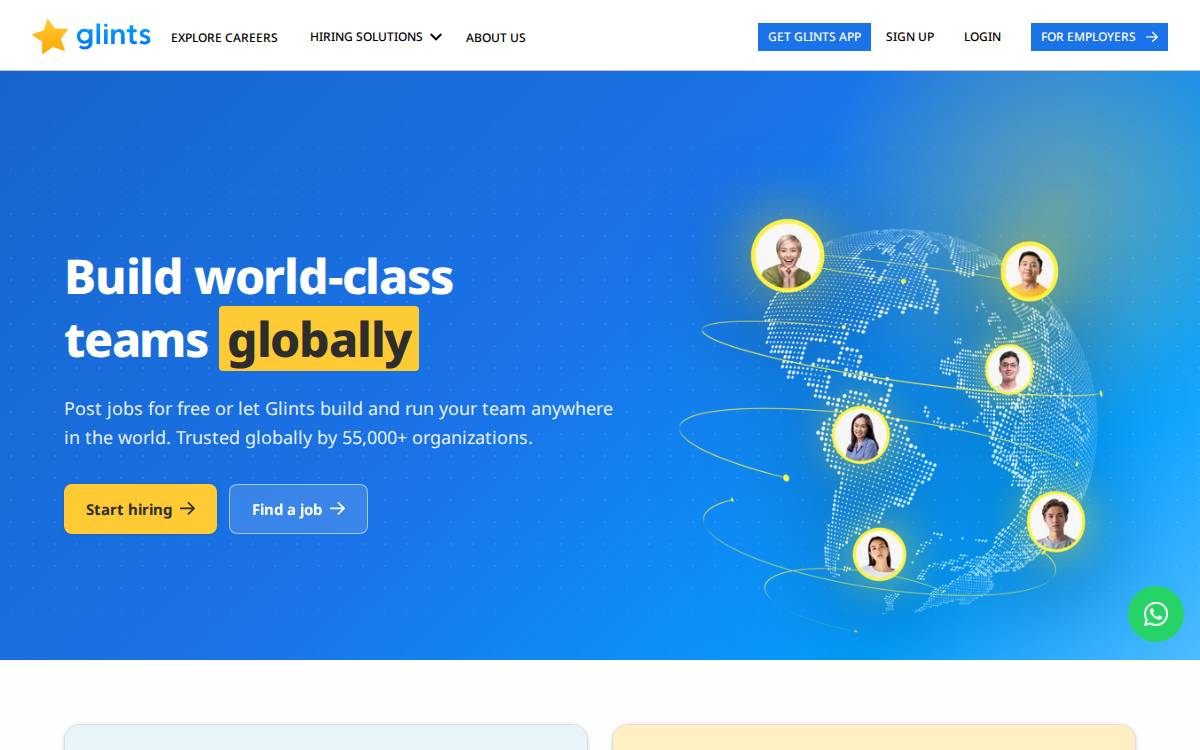 Glints website preview