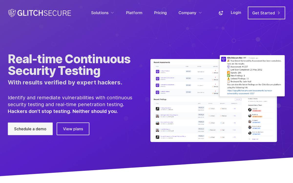 GlitchSecure website preview