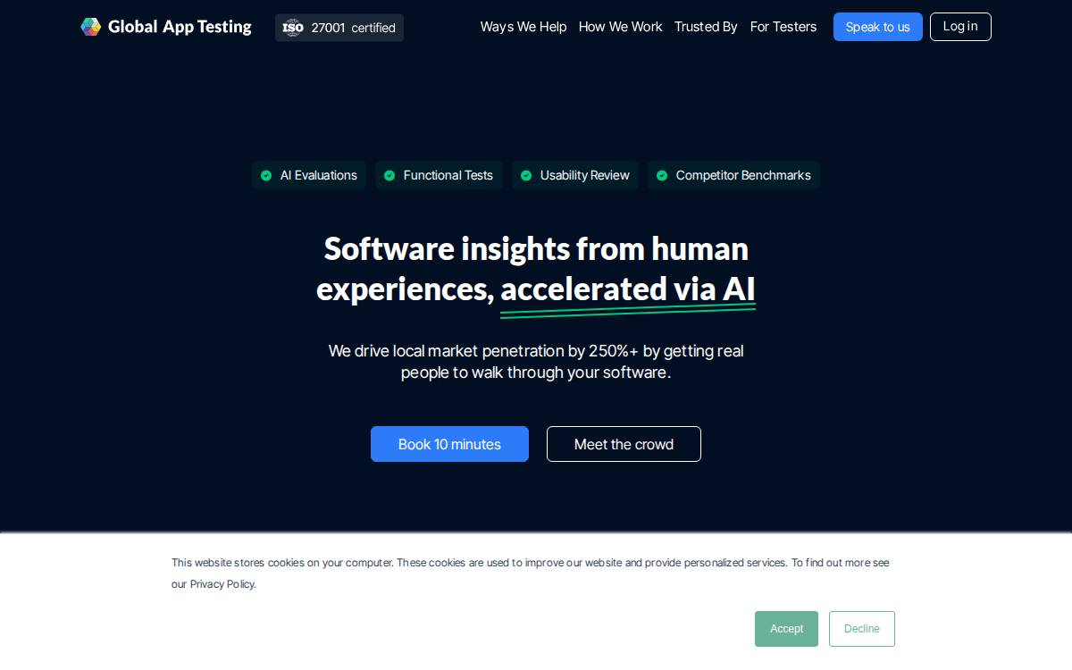 Global App Testing website preview
