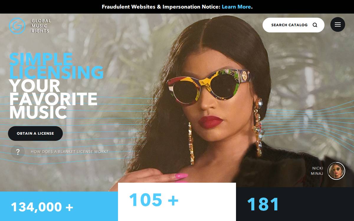 Global Music Rights website preview