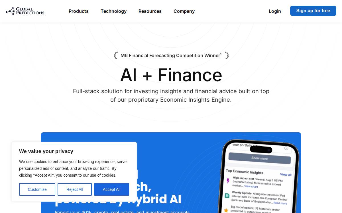 Global Predictions Startup website preview