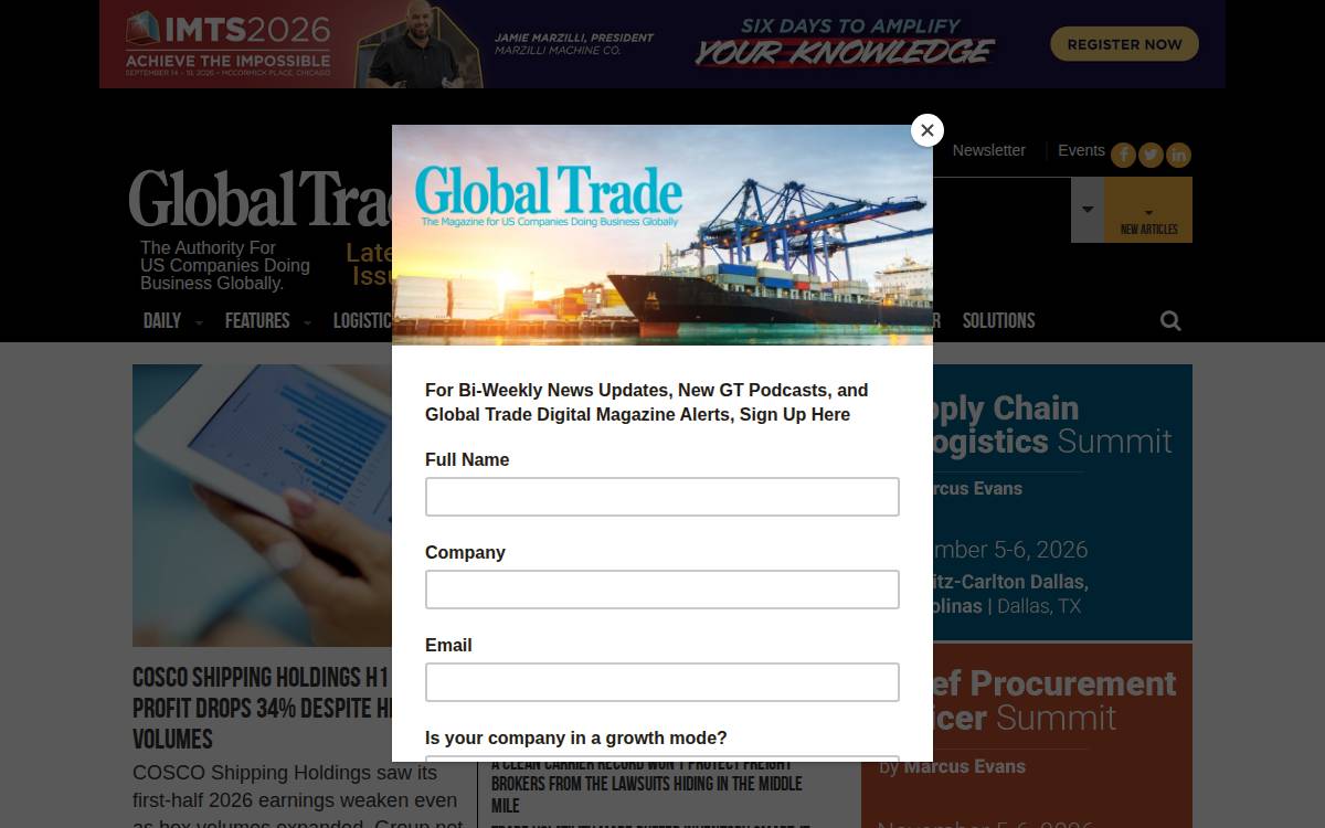Global Trade Magazine website preview