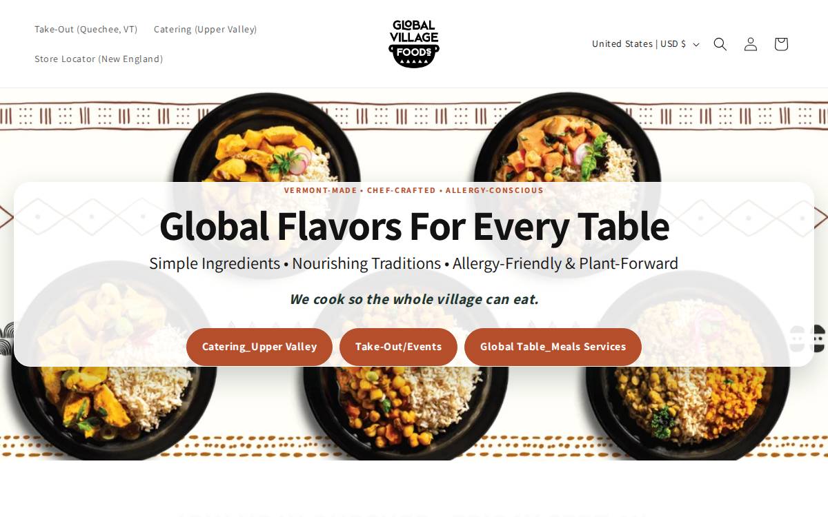 Global Village Cuisine website preview