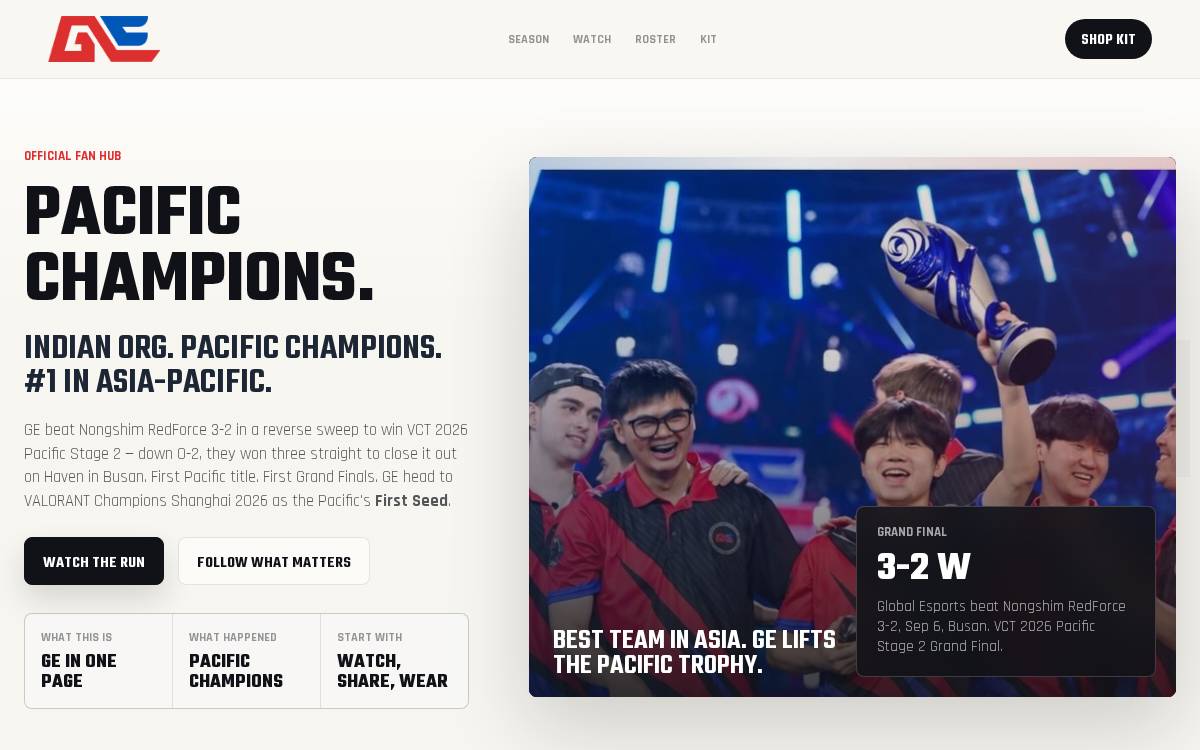 Globalesports website preview