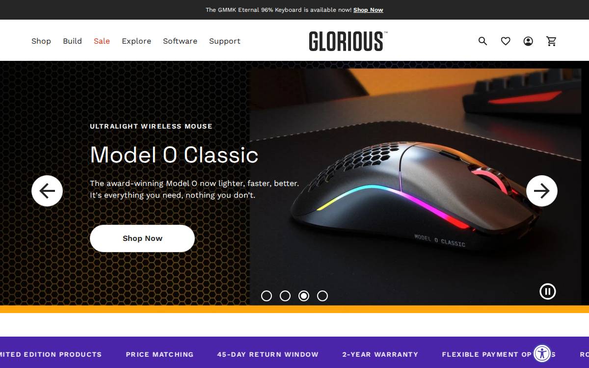 Glorious website preview