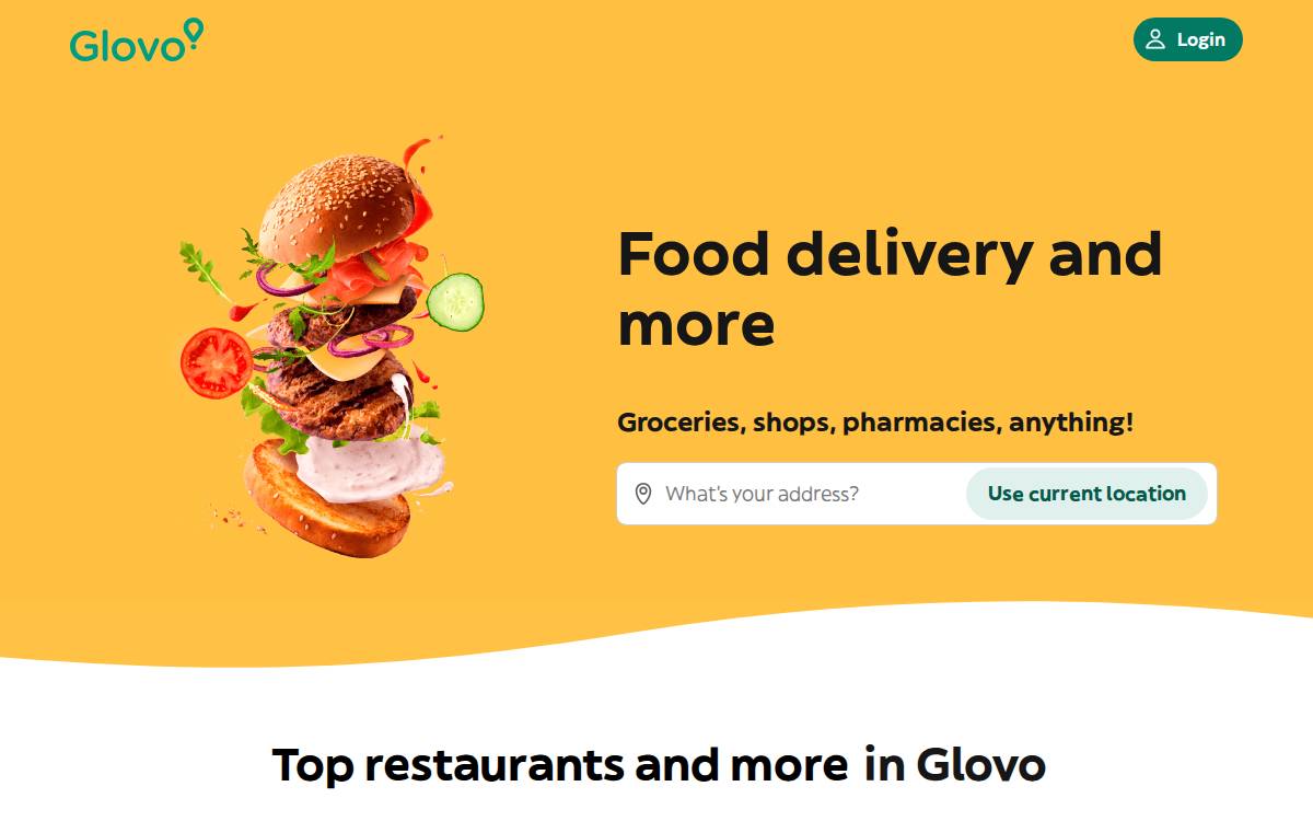 Glovo (exited) website preview