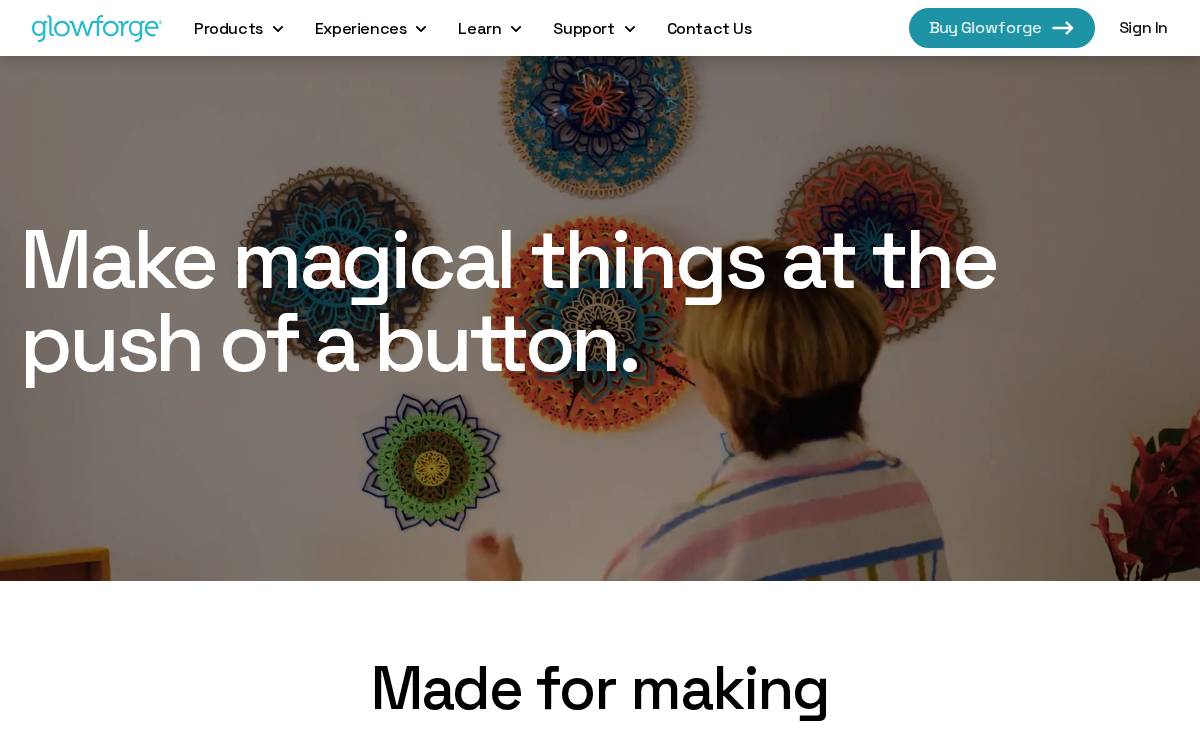 Glowforge website preview