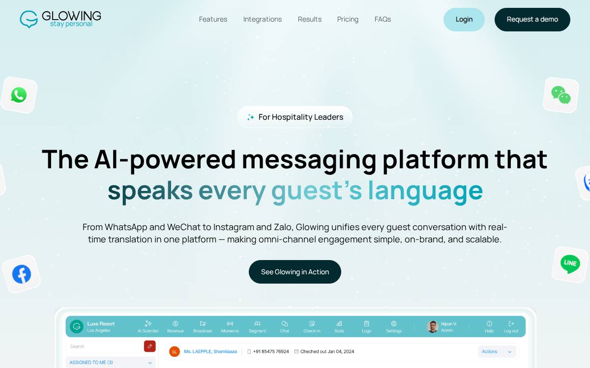 Glowing.io website preview