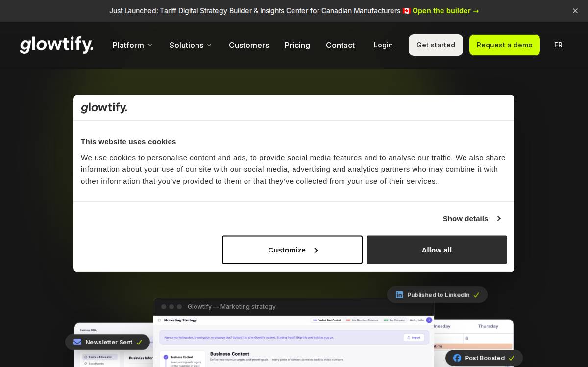 Glowtify website preview