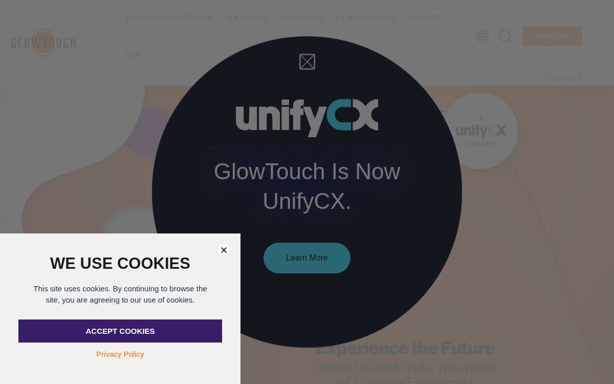 GlowTouch Technologies website preview