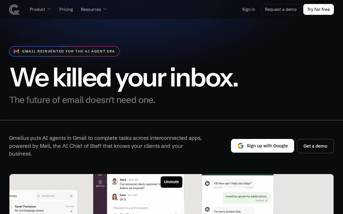 Gmelius website preview
