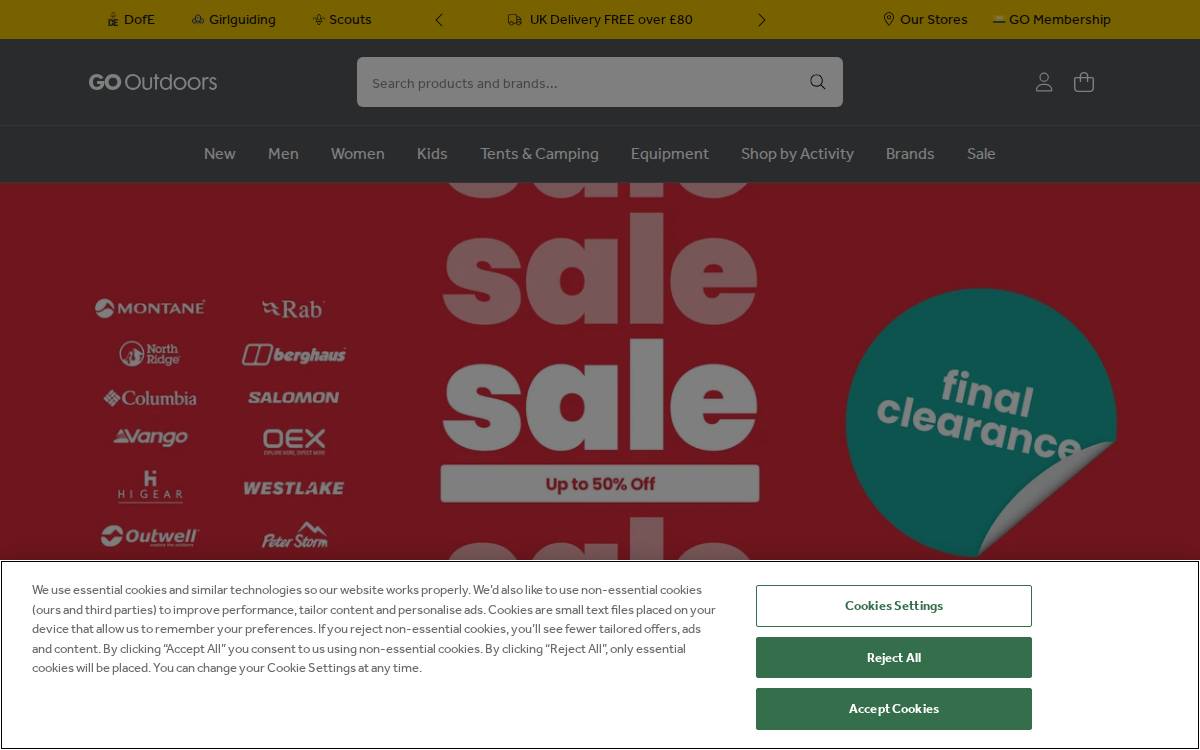Go Outdoors website preview