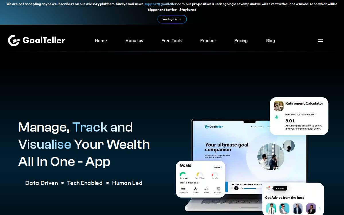 Goalteller website preview