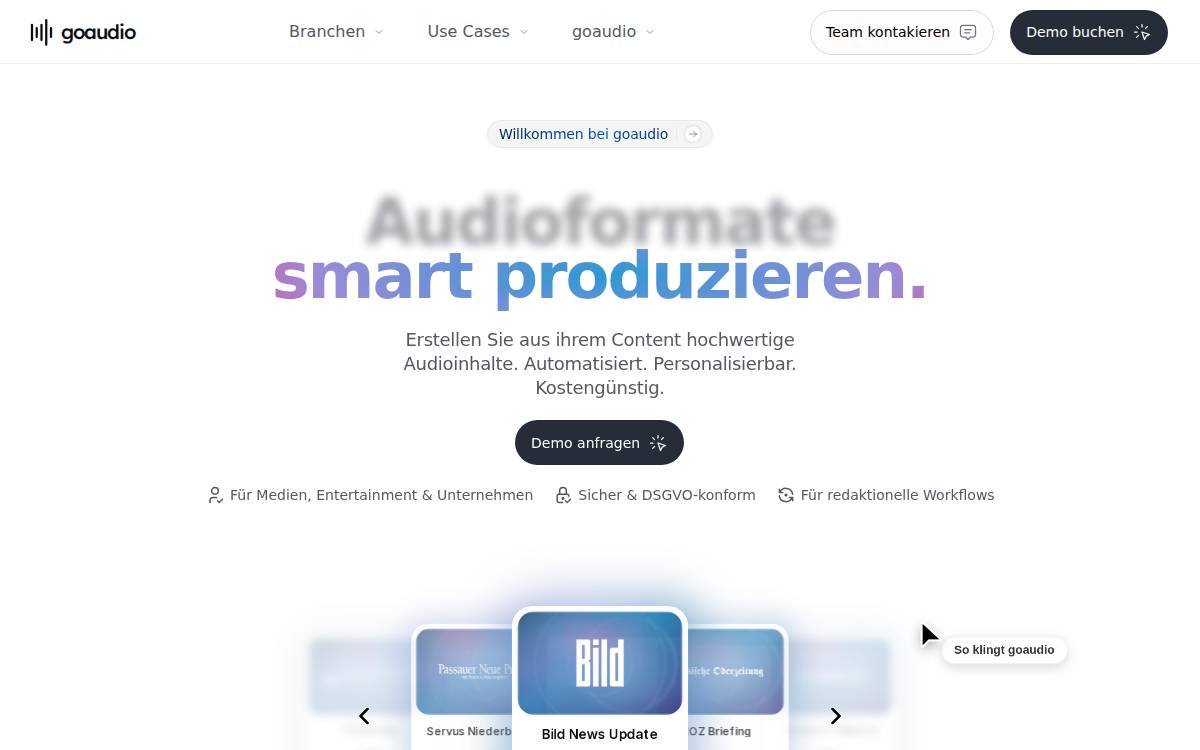 goaudio website preview