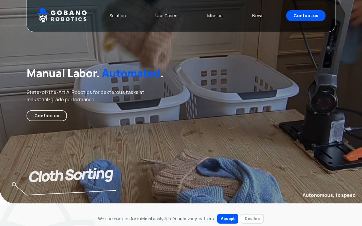 Gobano Robotics website preview