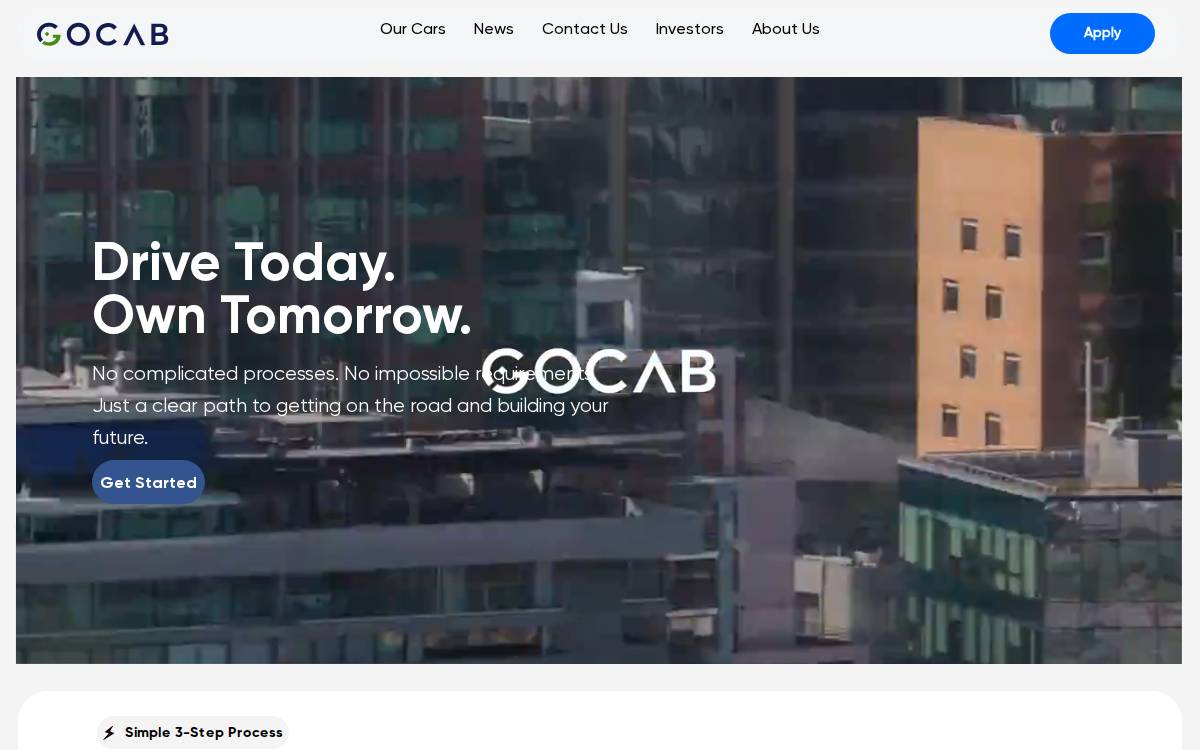 GoCab website preview