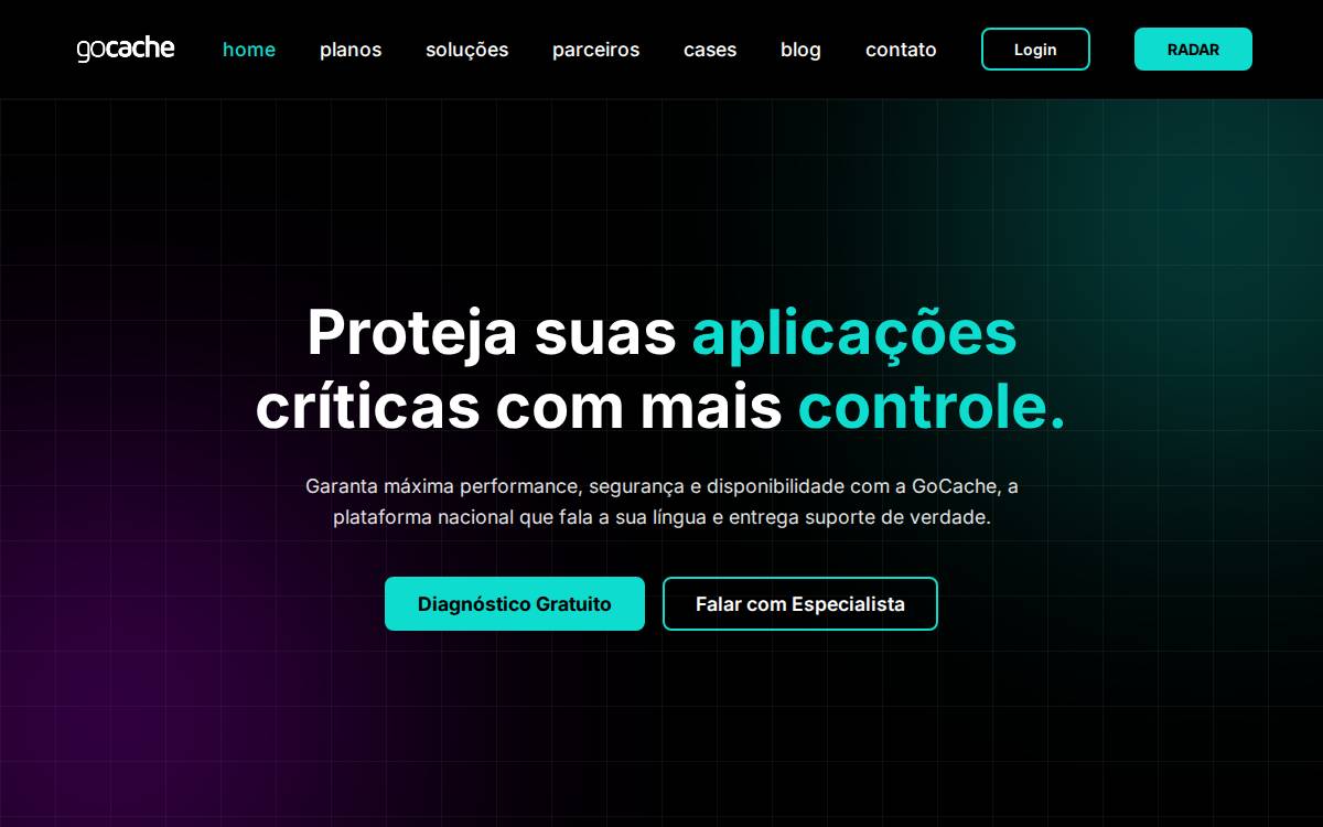 Gocache website preview